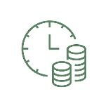 A clock and coins with a clock face
Description automatically generated